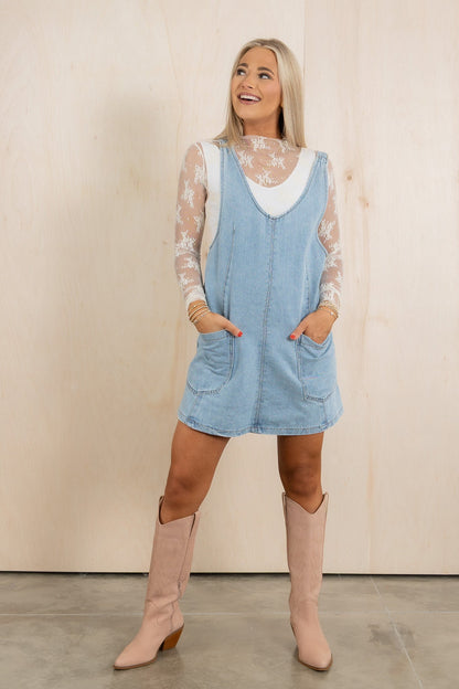 Maja™ | Montana Axelbandslös Jeansjurk