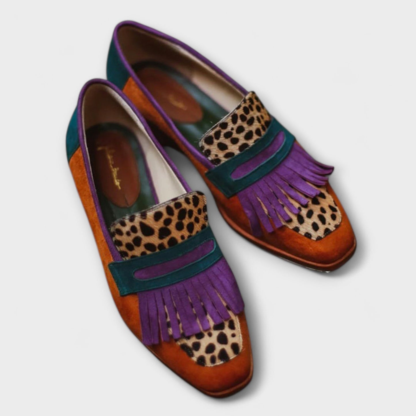 Elin™ | Brun Loafer med Leopardmönster