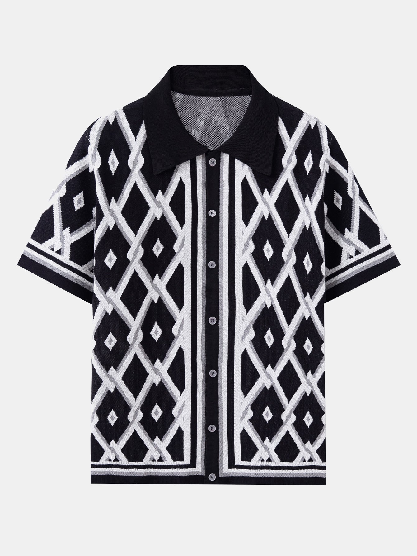 Jens™ | Retro stickad skjorta med geometriskt rutmönster