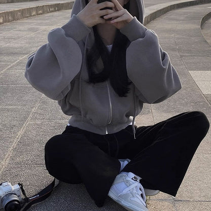 Elin™ | Höst Vinter Huvtröja & Overshirt Dam – Casual Streetwear Zip Up Tröja