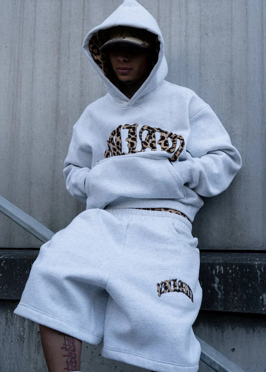 Leopard-träningsset (Hoodie + Shorts)