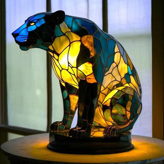 Leopard™ | Magisk panterlampa av färgat glas