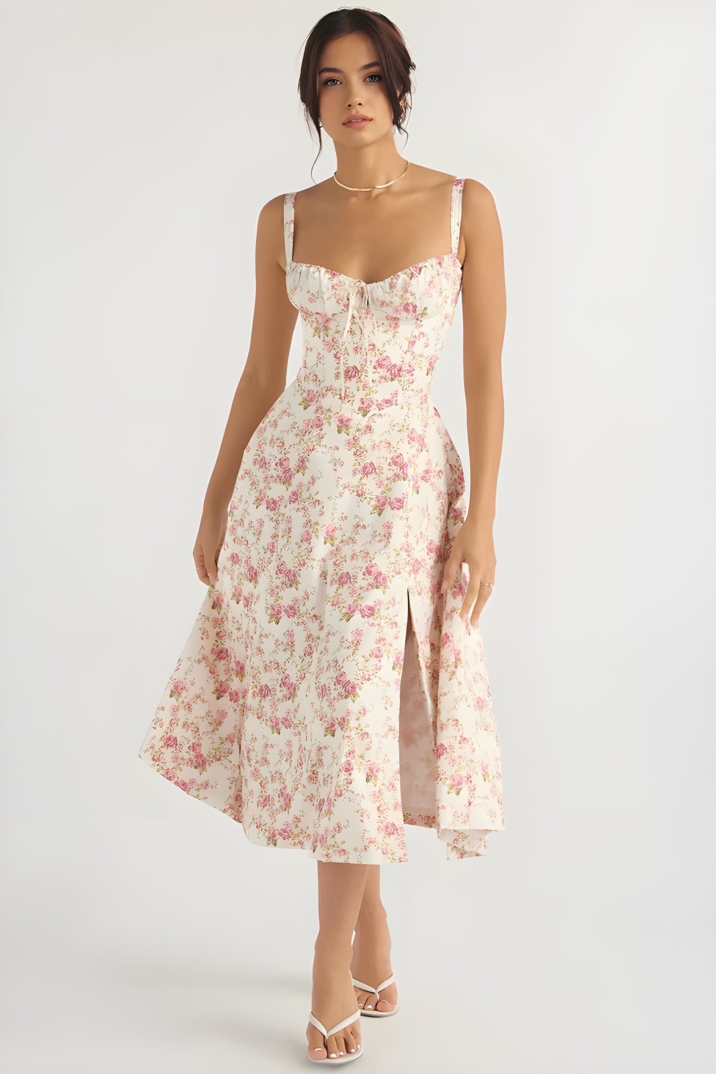 Estelle™ | Midiklänning med snörat korsettliv